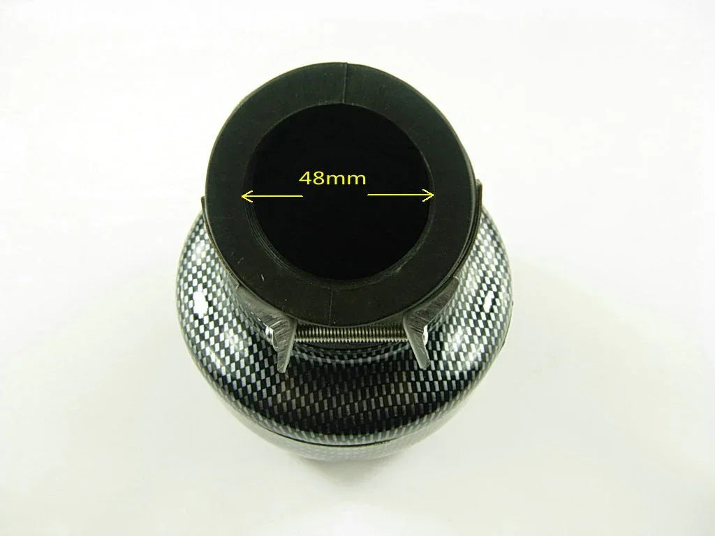 48mm 30-degree air filter for dirt bikes, designed for optimal airflow and filtering, shown in a close-up image.