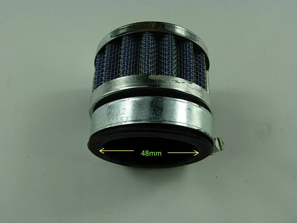 48mm dirt bike air filter from vendor-unknown, showing a cylindrical foam filter element for engine airflow filtration.