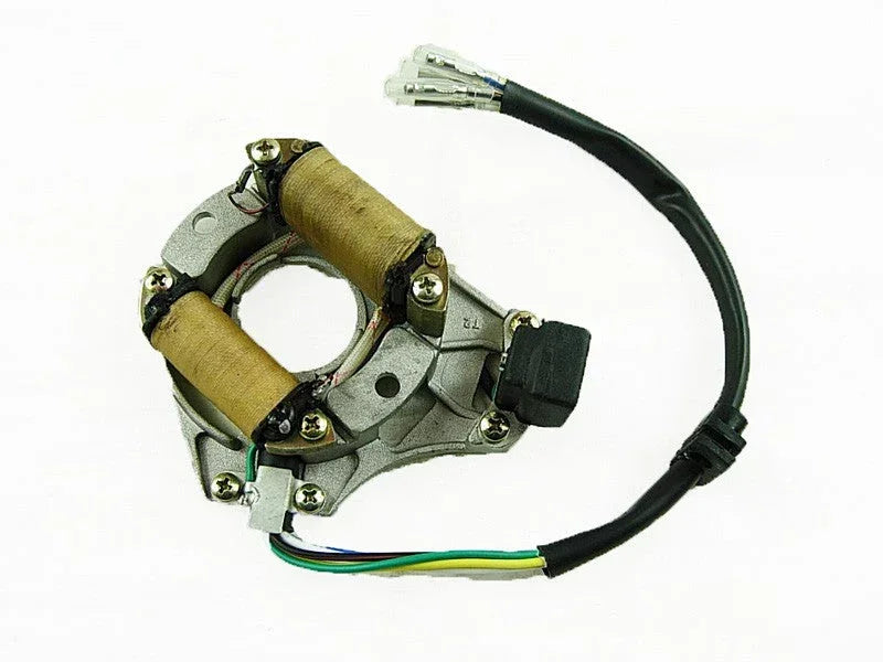 Stator E22 for 50cc, 70cc, 90cc, 110cc dirt bike engines, shown in close-up view of the engine part.