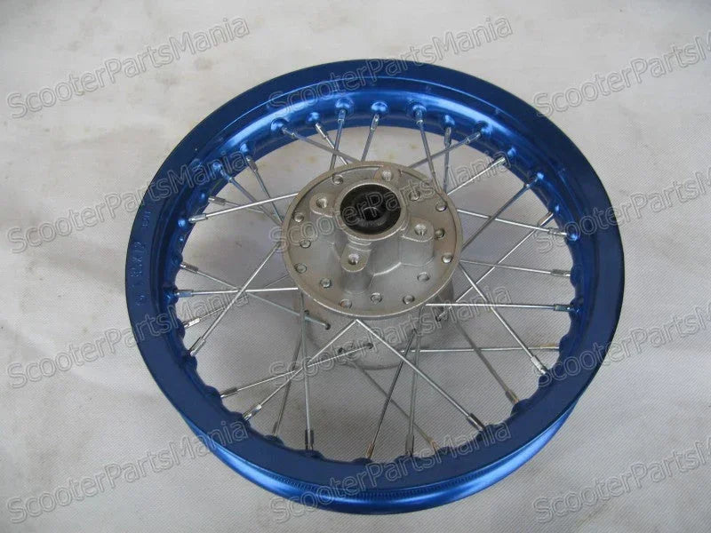 12-inch alloy rear rim for 3.00-12 tires, vehicle wheel part, lightweight metal alloy, for motorcycle or scooter applications