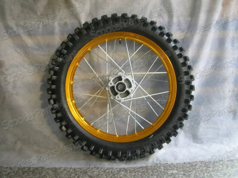 18-inch alloy rear rim tire for motorcycle, featuring a sleek silver finish and durable construction from unknown brand.