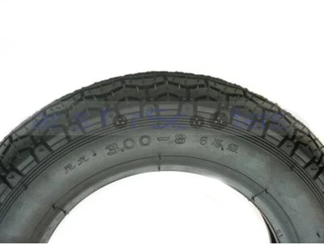 3.00-8 tire for GY6 50cc scooters, vendor-unknown parts category, durable rubber tread suitable for scooter replacement or repair
