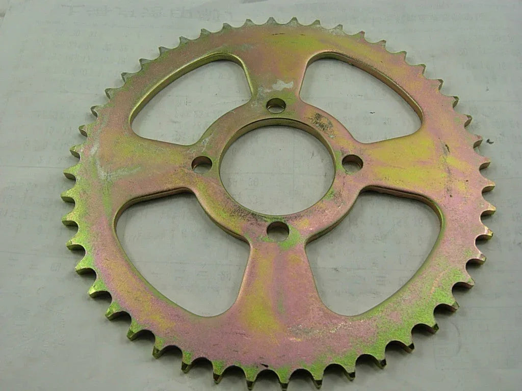 48-tooth sprockets for bicycle drivetrain, black metal parts with gear teeth, suitable for replacement or upgrade.