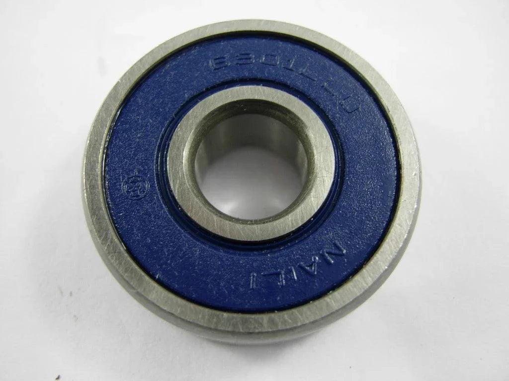 6301LLU bearing from vendor-unknown, showcasing the metal roller bearing with inner and outer rings for machinery use.