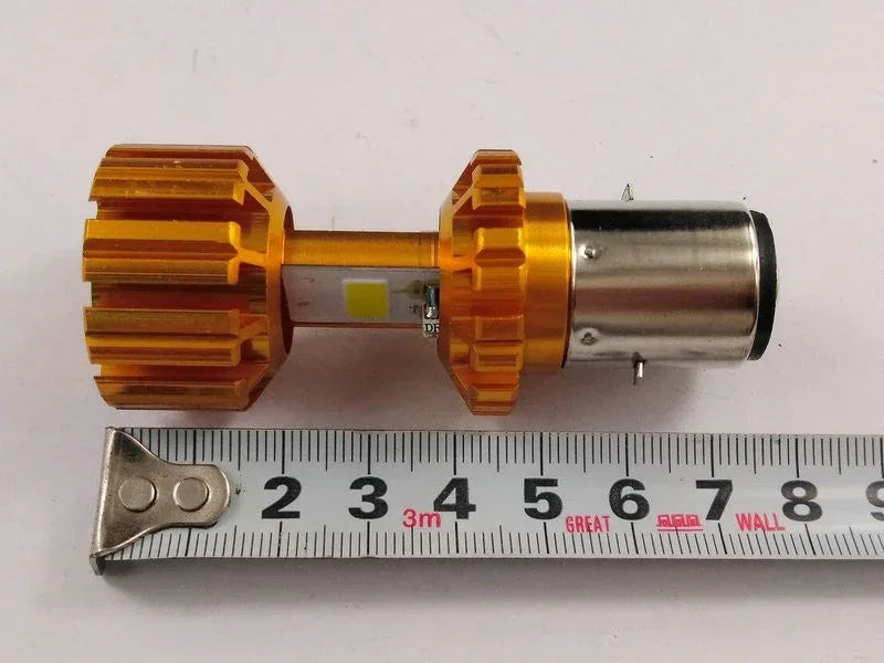 BA20D LED Motorcycle Bike Hi/Lo Headlight Lamp Bulb DC 10-80V 6500K 1000LM