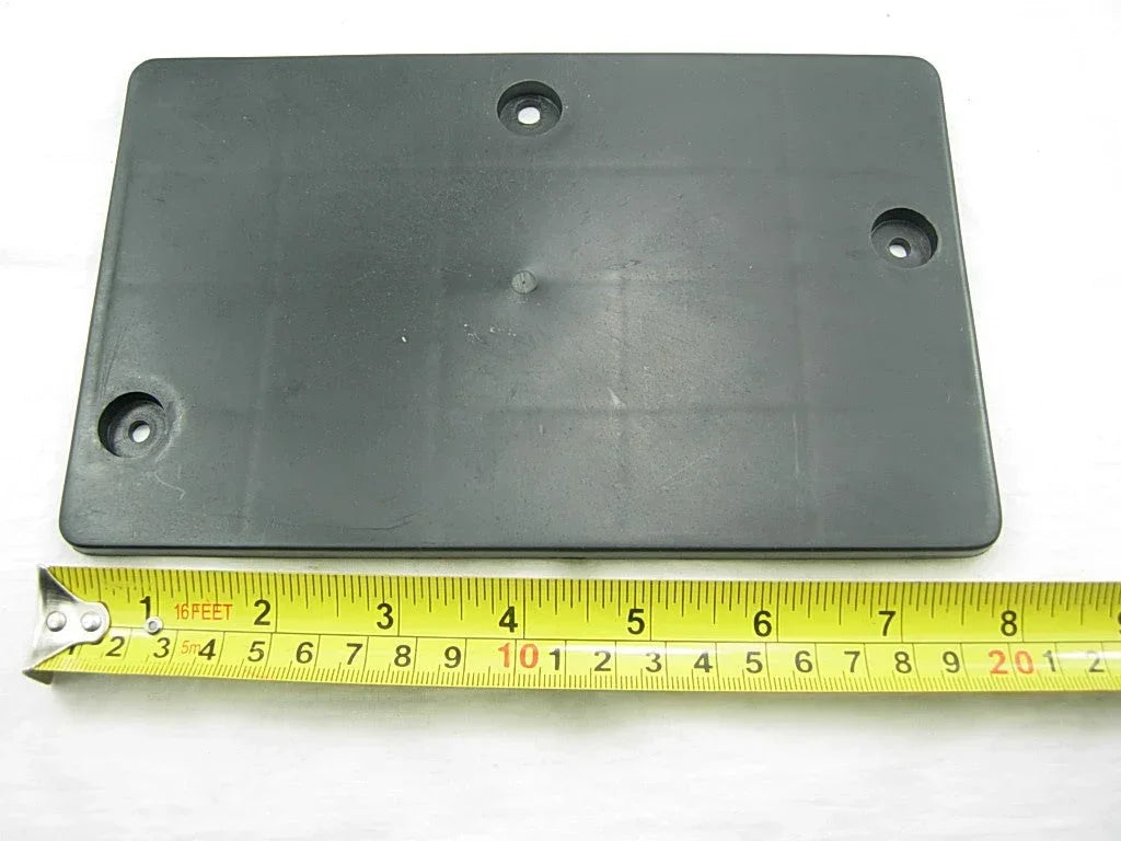 Battery cover lid fairing for GY6 125cc scooter, vehicle body part in black plastic with mounting points.