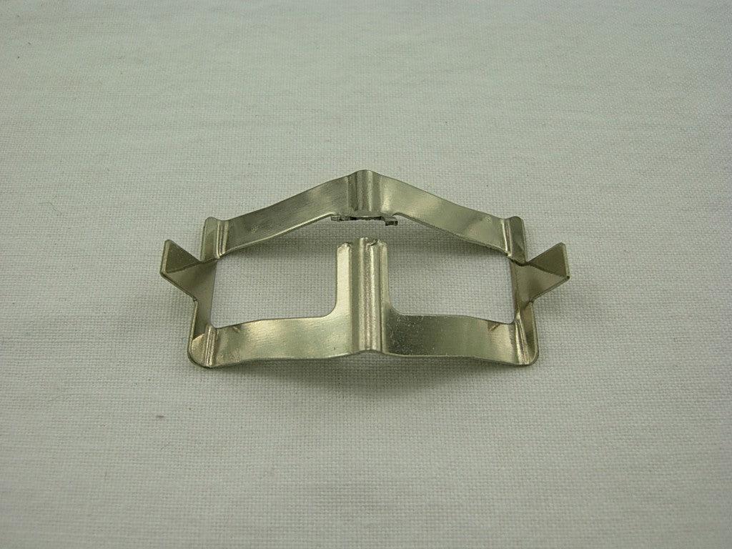 Clip holder for disk caliper brake pads on GY6 50cc scooter, shown in black, part of brake system components.