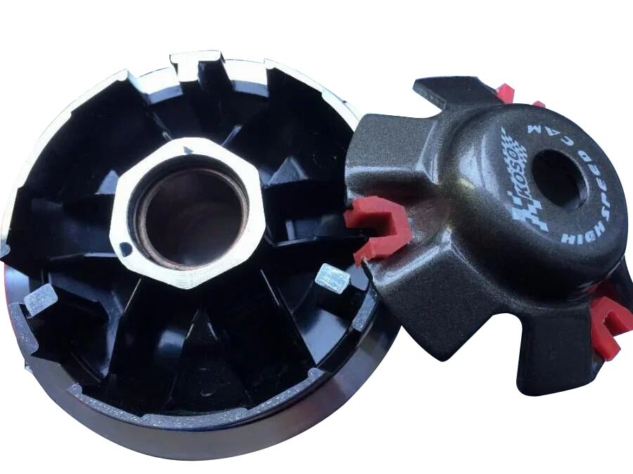High performance variator drive pulley with 13g roller weights, showcasing precision engineering and durable design.