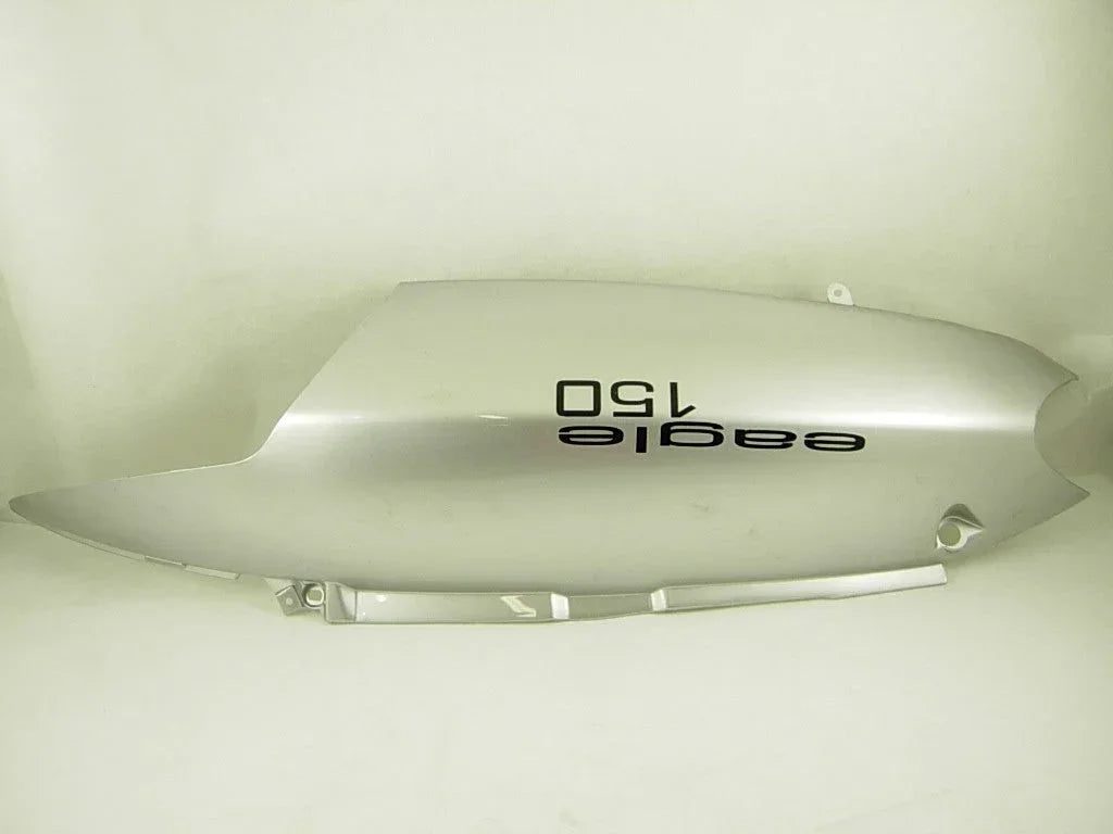 Right side panel for GY6 125cc scooter, vendor-unknown parts category, shows a black plastic cover with mounting points.