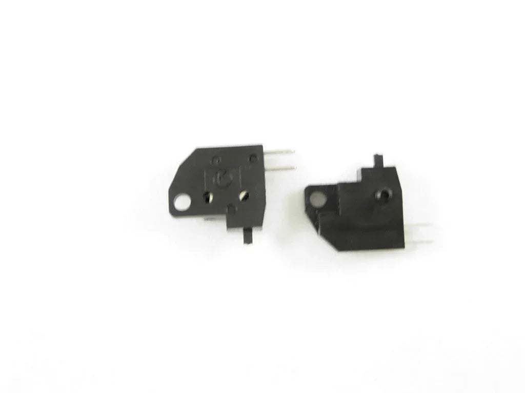 Left side brake switch for vehicle reserve parts, black plastic component with wiring connector.