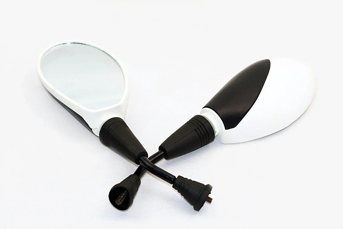 6mm Mirror (set) GY6 White/Black - ChinesePartsPro