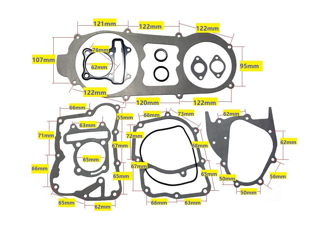 61mm Bore 180cc GY6 short Case Gasket Set - ChinesePartsPro