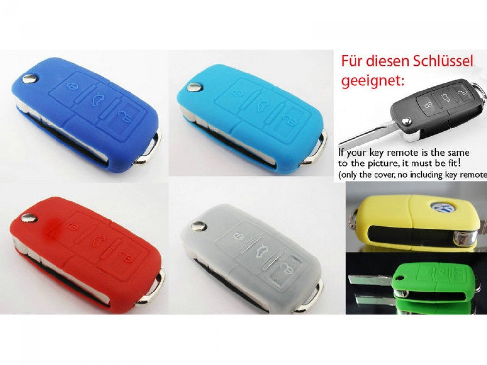 Remote Flip Key FOB silicone blue key case cover holder VW