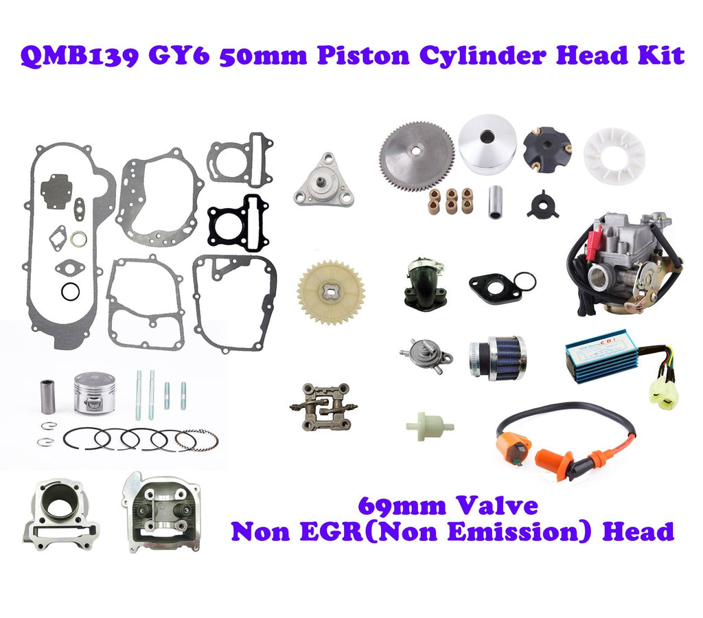 GY6 100CC 50MM QMB139 Big Bore engine Kit w/ Head(69mm-Non Emission)