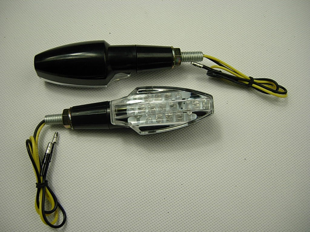 Universal Motorcycle LED Turn Signals Amber Blinker Indicator Lights Clear/Black - ChinesePartsPro