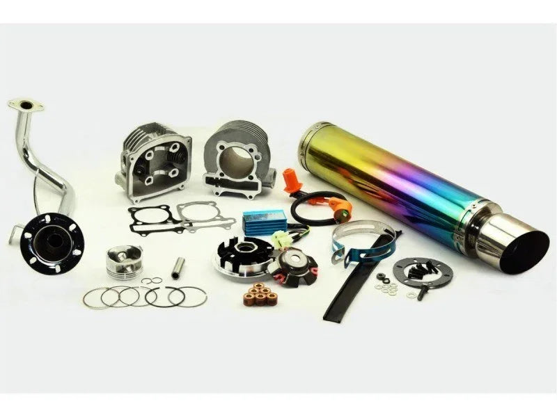 ChinesePartsUSA GY6 125-150CC Big Bore Engine Kit for customization, featuring engine components and parts for GY6 scooters.