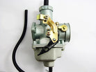 200cc 250cc dirt bike carburetor PZ30 with cable choke, compatible with ChinesePartsUSA models, shown with choke cable attached.