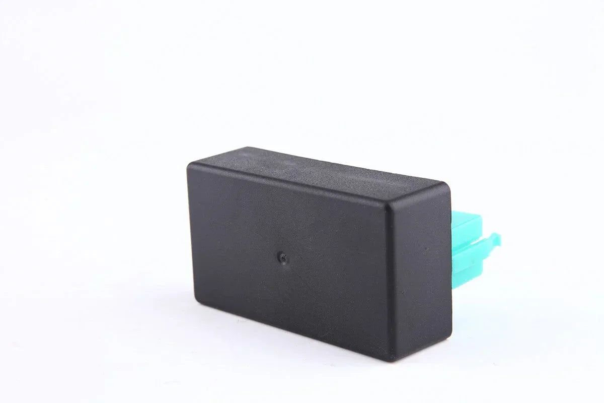 ChinesePartsUSA 4-pin DC CDI rev box for Chinese dirt bikes and pit bikes with E-22 motor, showing the prong connections.