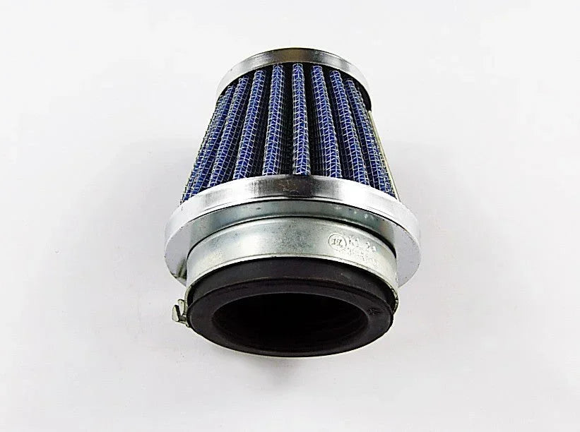42mm dirt bike air filter by ChinesePartsUSA, showing the cylindrical filter element with mesh exterior for engine airflow.
