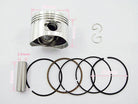 50cc engine piston set for dirt bikes, horizontal style, compatible with ChinesePartsUSA 50cc dirt bike engines.