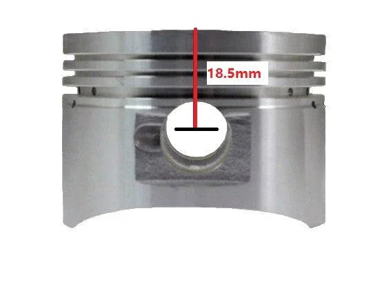 50cc engine piston set for dirt bikes, horizontal style, compatible with ChinesePartsUSA 50cc dirt bike parts.