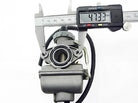 PZ20 carburetor with metal choke for 110cc dirt bike, measured with digital caliper