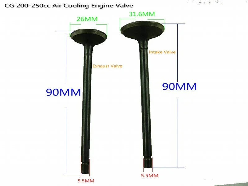 ChinesePartsUSA CG200 200cc air-cooled valve assembly for dirt bikes, featuring 163ML volume and durable construction.