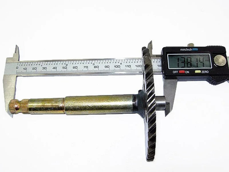 GY6 150cc kick start spindle measured with digital caliper for scooter or ATV.