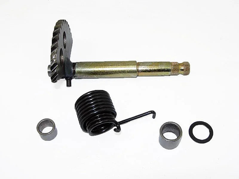 GY6 150cc kick start spindle set with gear, spring, bushings, and washer for scooter or ATV engines