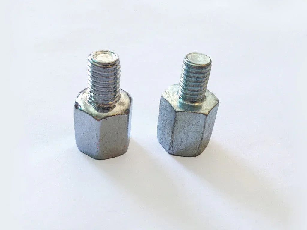 2X motorcycle 8mm reverse mirror conversion screw adapters, standard size, for motorcycle mirror installation, by ChinesePartsUSA