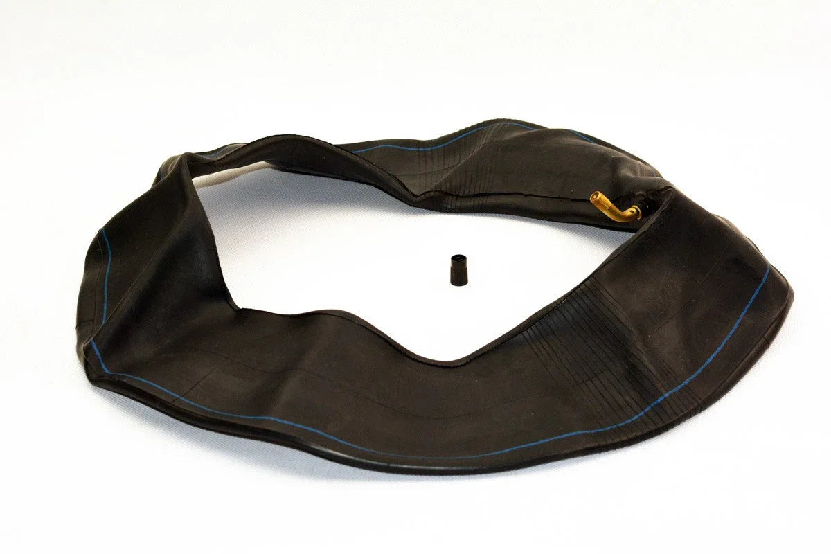 3.50-10 inner tube with angled valve stem for GY6 50cc scooter or moped tire, on white background