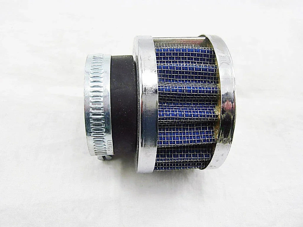 ChinesePartsUSA 38mm performance air filter for automotive engines, showing the cylindrical filter element and mounting hardware.