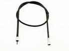 Black speedometer cable for GY6 150cc scooter with metal connector ends on white background