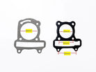 39mm bore 50cc GY6 short case gasket set with labeled measurements for scooters or mopeds