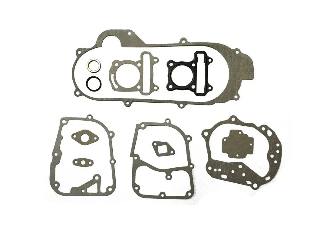 44mm bore 60cc GY6 short case scooter engine gasket set, multiple gaskets on white background