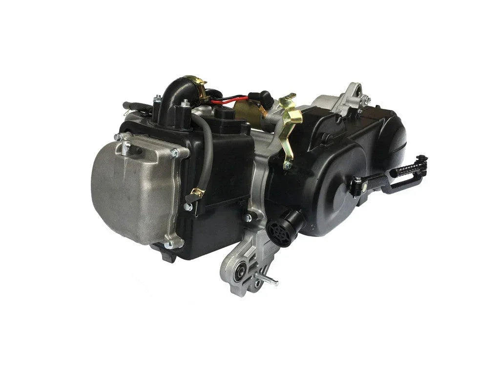 47mm 139QMB short case engine for GY6 80cc scooter, part from ChinesePartsUSA, showing engine components and compact design.