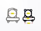 47mm bore 80cc GY6 long case gasket set for scooter engine, includes various gaskets for engine sealing and repair.