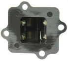 Black 50cc 2-stroke Minarelli reed valve with metal mounting plate and gasket holes