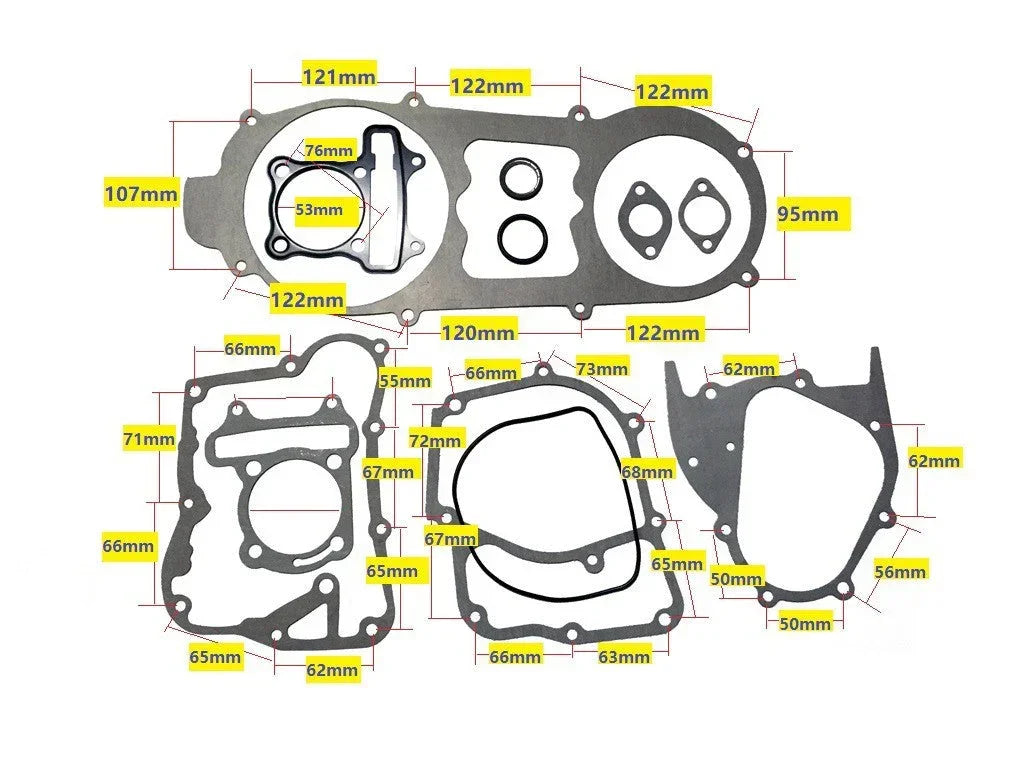 52.4mm Bore 125cc GY6 short-Case Gasket Set
