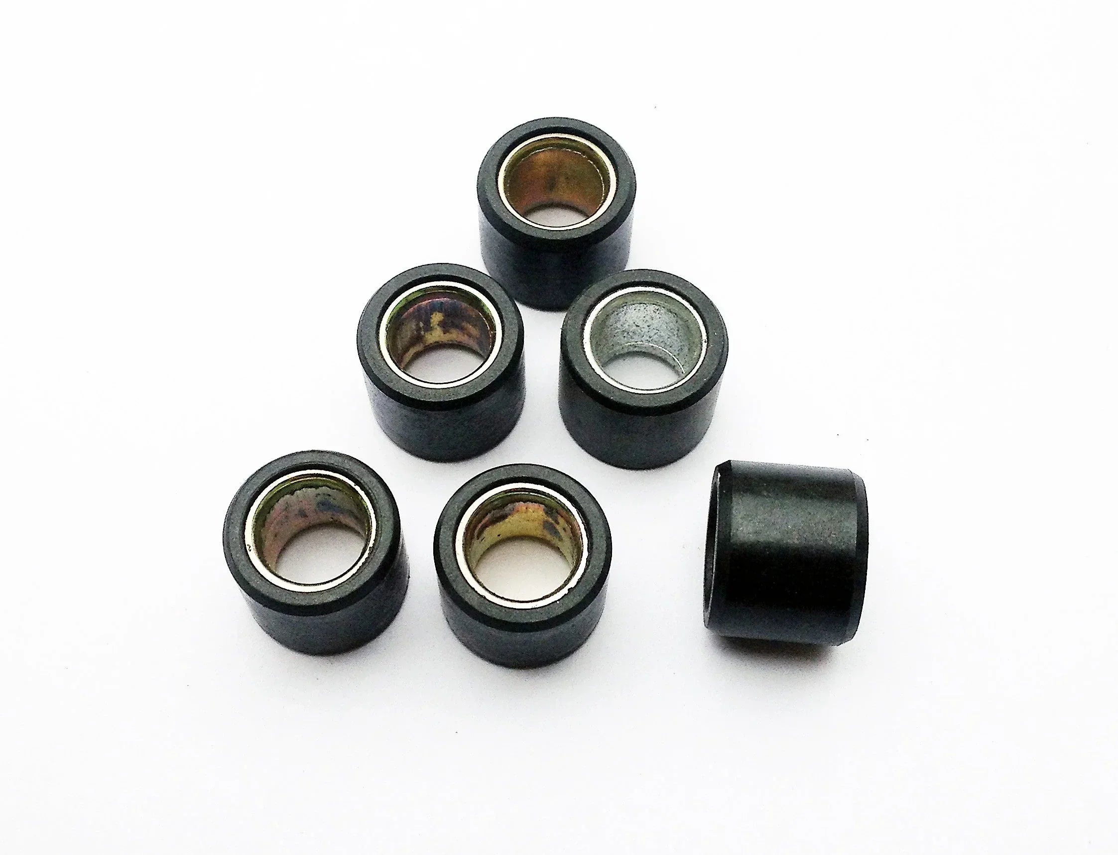 6.5g roller weights for 16x13 Gy6 50cc scooters, ChinesePartsUSA engine parts, visible metal weights on a scooter engine component.