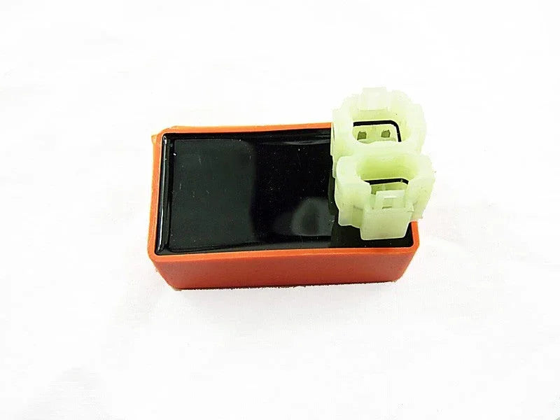 6-pin AC fired performance CDI unit for GY6 50cc, 125cc, and 150cc Chinese scooters, compatible with ChinesePartsUSA parts.