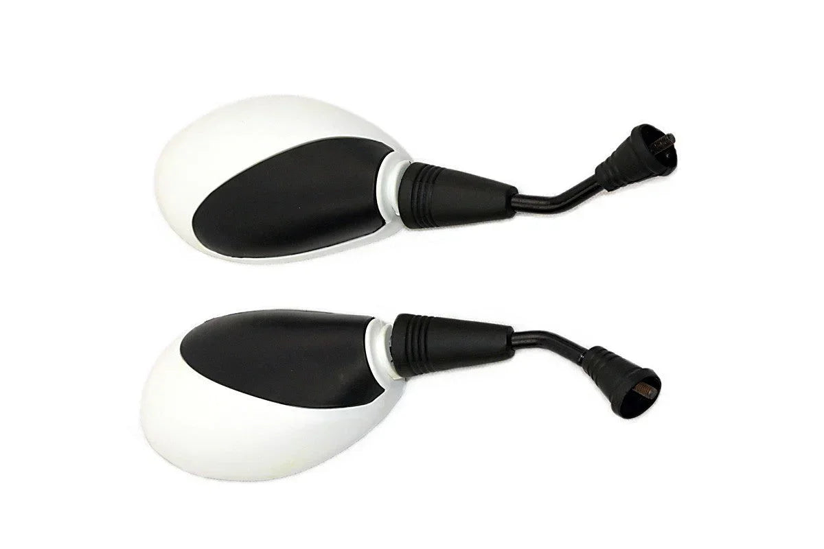 6mm Mirror (set) GY6 White/Black - ChinesePartsPro