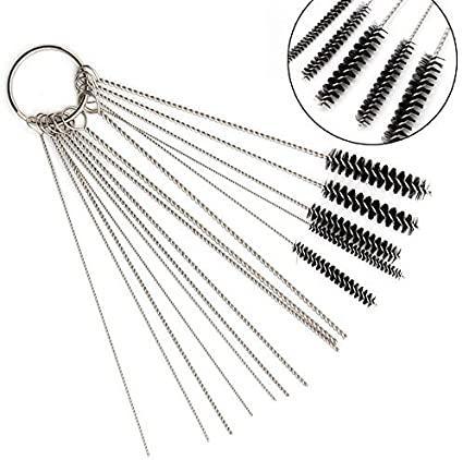 Stainless steel carburetor cleaning brushes for motorcycles, ATVs, dirt bikes, and scooters