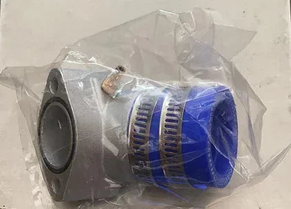 Blue silicone intake hose with metal clamps for ATV, UTV, or dirt bike engine performance upgrade