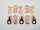 Set of 10 metal battery connector plug pieces from ChinesePartsUSA, showcasing various connector styles and designs.