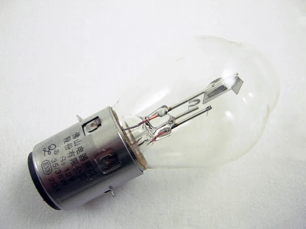 Ba20d S2 12V 35/35W headlight bulb from ChinesePartsUSA, showing the bulb's shape and filament for vehicle lighting.