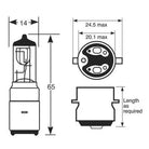 ChinesePartsUSA BA20d 12V 35/35W headlight bulb installed in a vehicle headlight assembly.