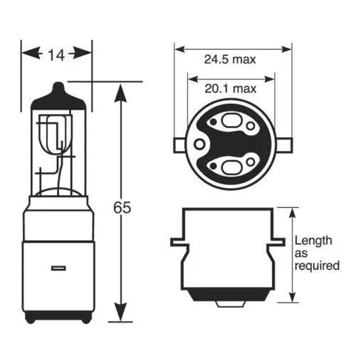 ChinesePartsUSA BA20d 12V 35/35W headlight bulb installed in a vehicle headlight assembly.