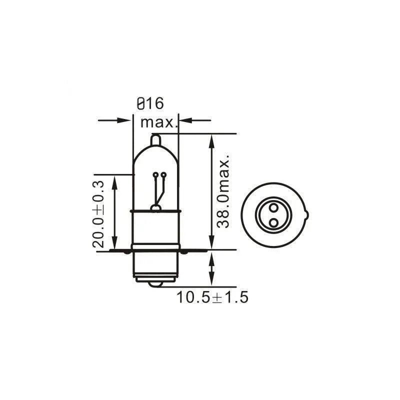 ChinesePartsUSA P15D-25-1 12V 35/35W headlight bulb for vehicle headlights, showing the bulb with metal base and glass enclosure.