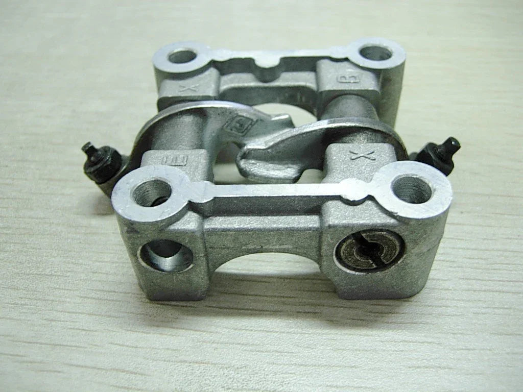 ChinesePartsUSA cam holder retainer bracket and rocker arms for 50cc engines with 69mm valves, showcasing detailed components.